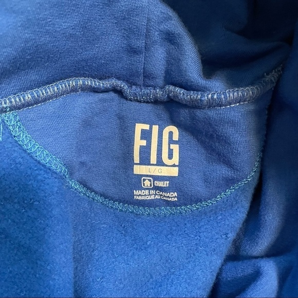 FIG Chalet Pullover Turtleneck Blue Cozy Sweater Organic Cotton Large - Picture 5 of 6